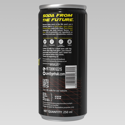 Haki Probiotic Soda, Zero Sugar, Zero Junk, Orange Fizz Cold Drink (250 ml) – Pack of 6 Cans