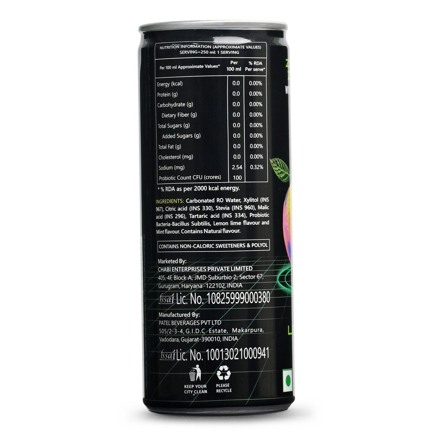 Haki Probiotic Soda, Zero Sugar, Zero Junk, Lemon Mint Fizz Cold Drink (250 ml) – Pack of 6 Cans