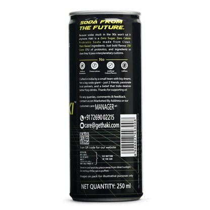 Haki Probiotic Soda, Zero Sugar, Zero Junk, Lemon Mint Fizz Cold Drink (250 ml) – Pack of 6 Cans